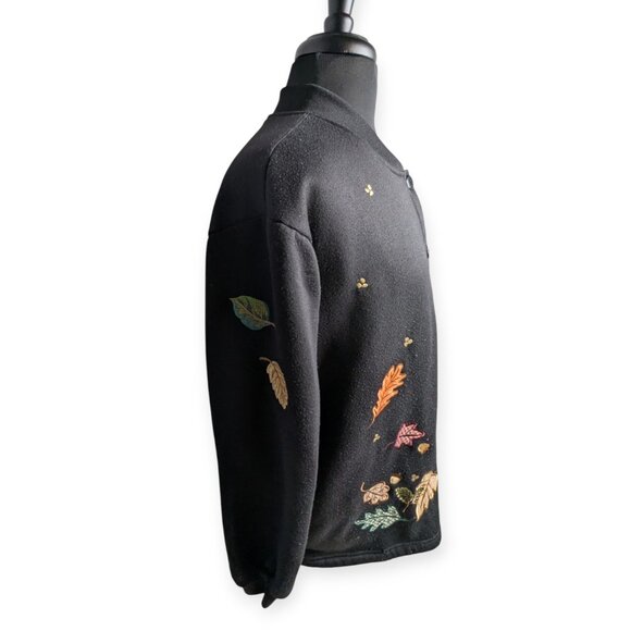 BonWorth Black Button Front Cardigan Leaf Squirrel & Fall Designs Size Large Pet - Picture 6 of 13